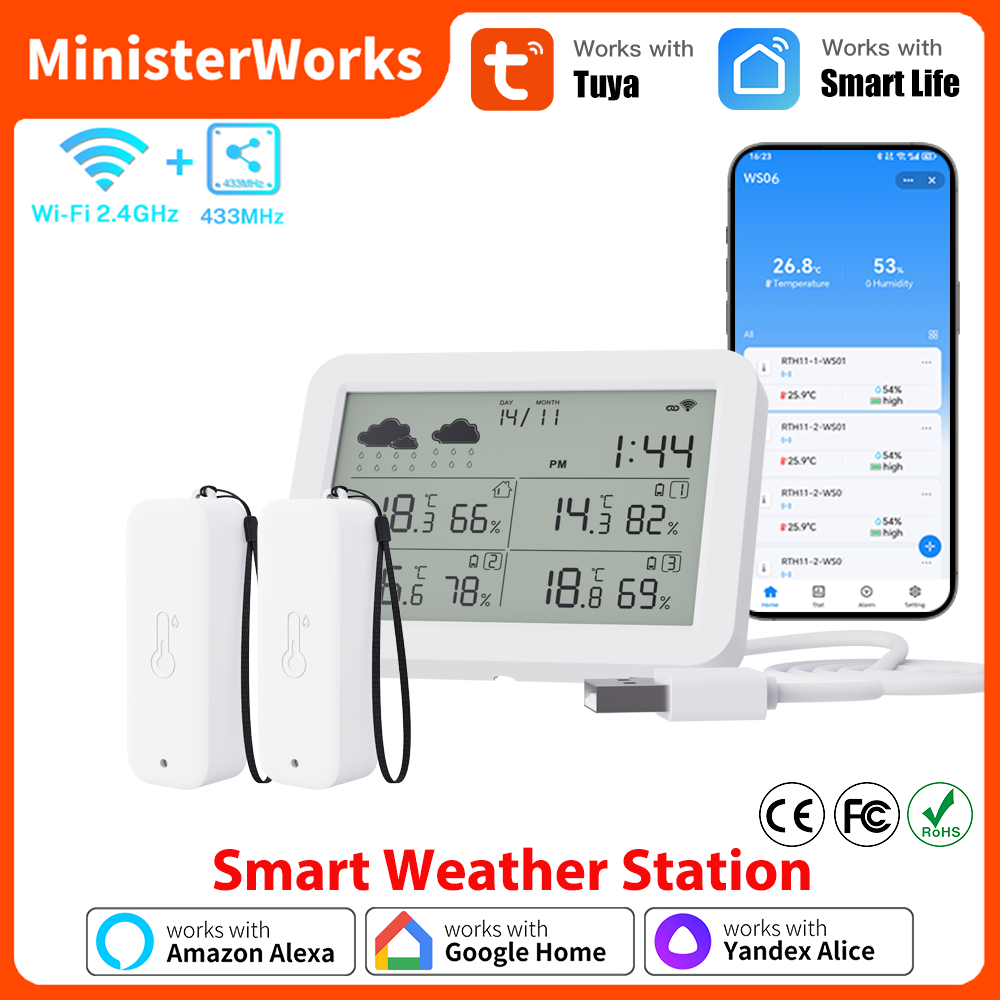 Weather Station Indoor - Estação meteorológica wi-fi tuya rf433, sensor