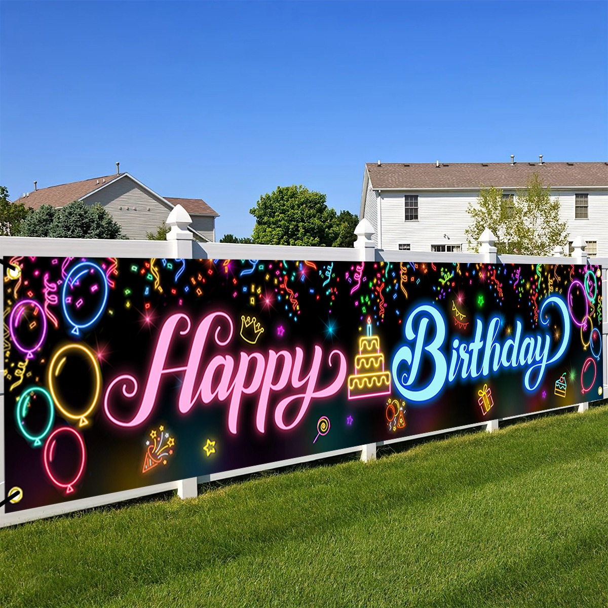Science Of Happiness - 1pc brilho no escuro festa banner